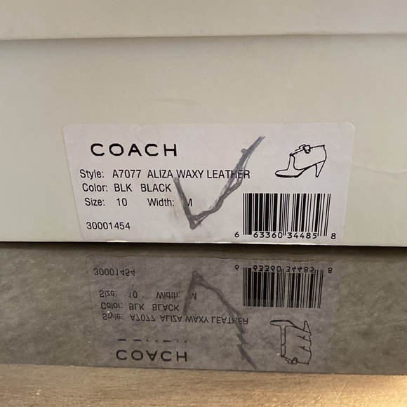 Coach Aliza Black Leather Slip on Booties with 4” Cone Heal 10 - Picture 6 of 7